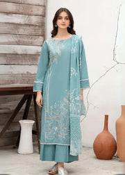 Aqua Blue 3 PC Stitched - Gulnar