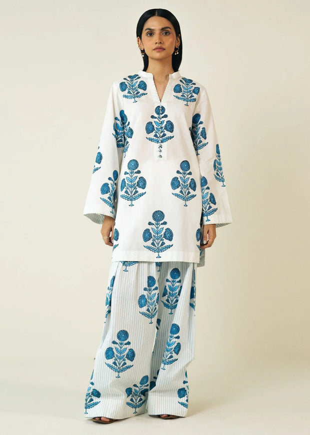 Floral White 2 PC Stitched - Gulnar