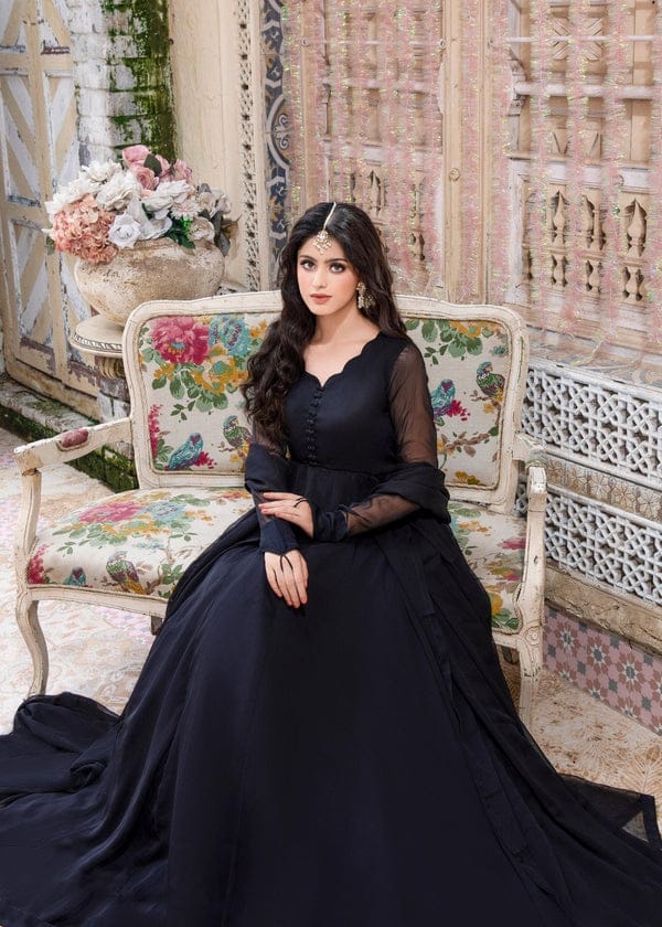 Jet Black Frock 2 PC - Gulnaar