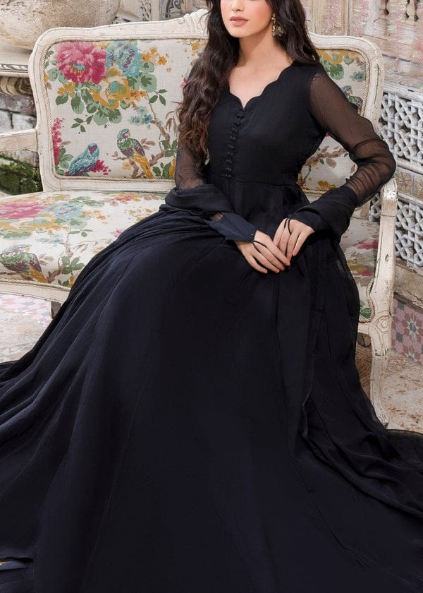 Jet Black Frock 2 PC - Gulnaar