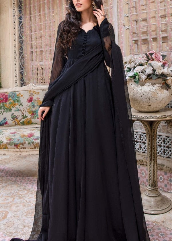 Jet Black Frock 2 PC - Gulnar
