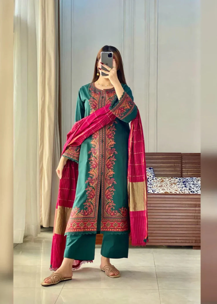 Flora Embroidered 3PC - Gulnar
