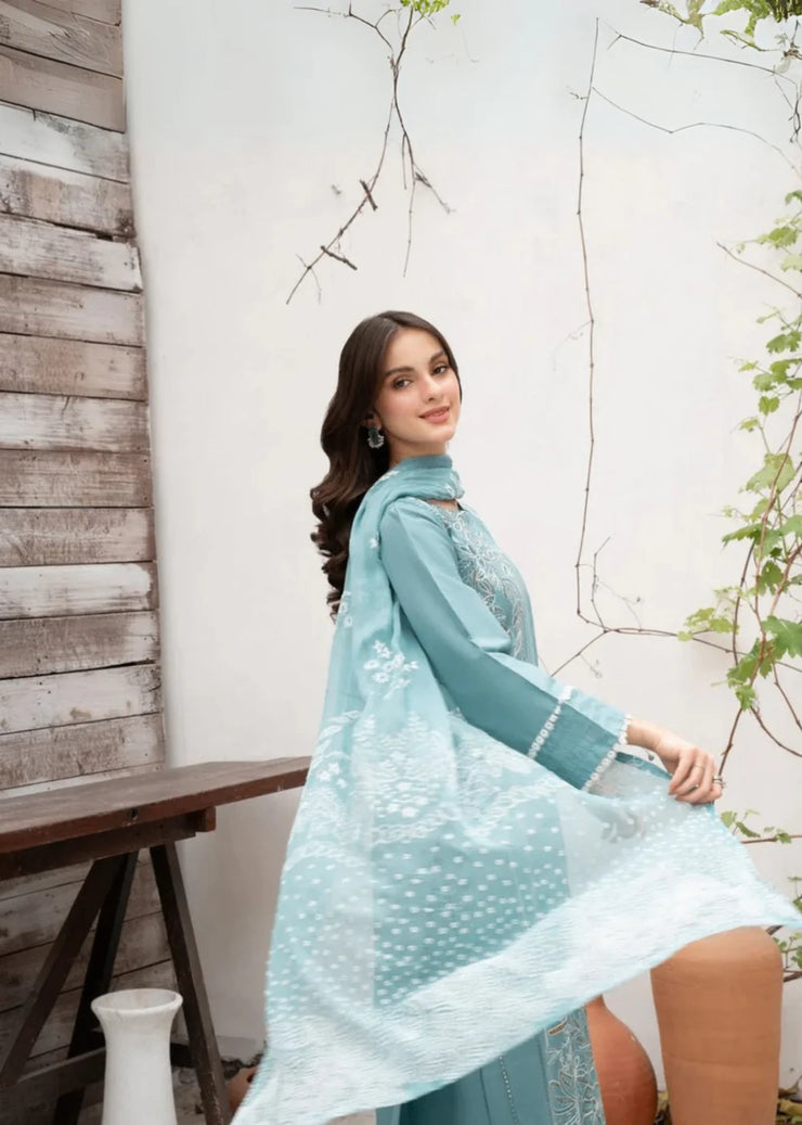Aqua Blue 3 PC Stitched - Gulnar