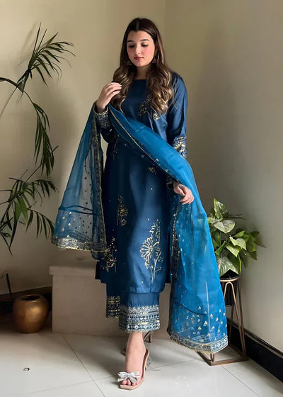Blue Embroided 3PC - Gulnar