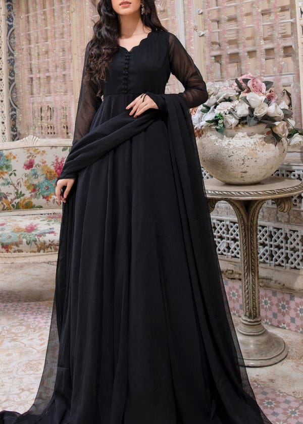 Jet Black Frock 2 PC - Gulnaar