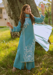 Aqua Blue 3 PC Stitched - Gulnar