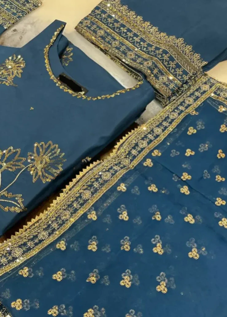 Blue Embroided 3PC - Gulnar
