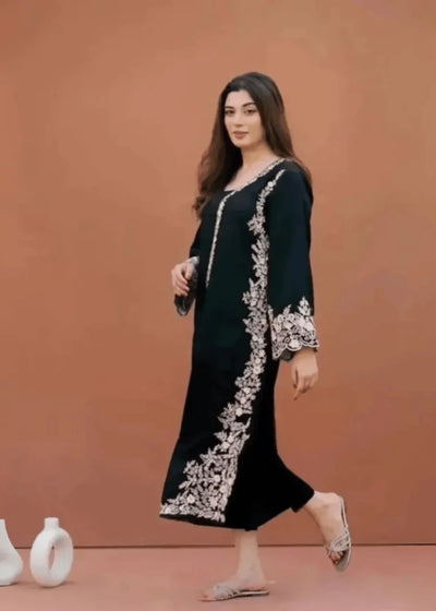 Black Embroidered 2 PC Stitched - Gulnaar