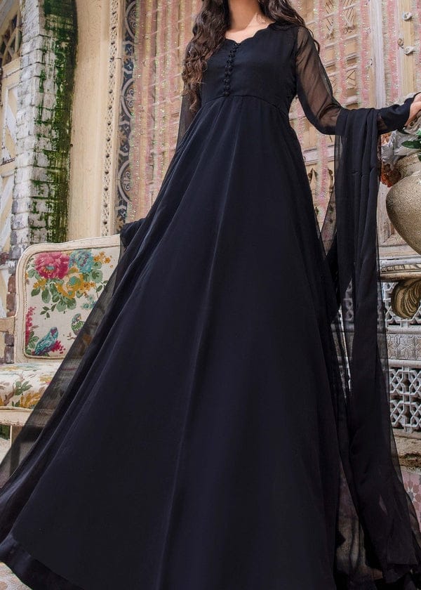 Jet Black Frock 2 PC - Gulnaar