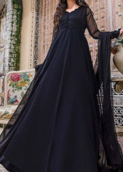 Jet Black Frock 2 PC - Gulnar