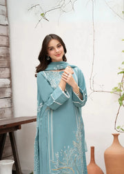 Aqua Blue 3 PC Stitched - Gulnar