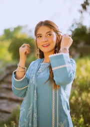 Aqua Blue 3 PC Stitched - Gulnar