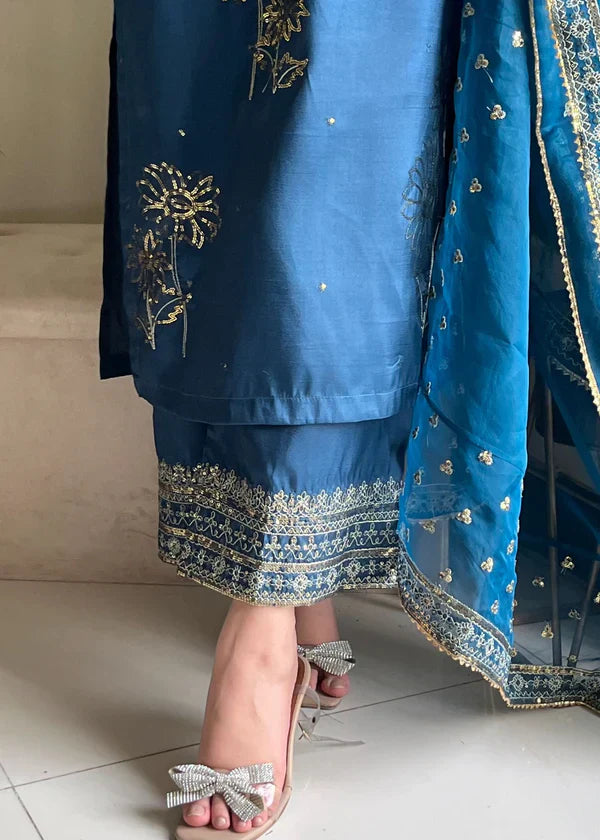 Blue Embroided 3PC - Gulnar