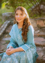 Aqua Blue 3 PC Stitched - Gulnar