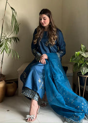 Blue Embroided 3PC - Gulnar