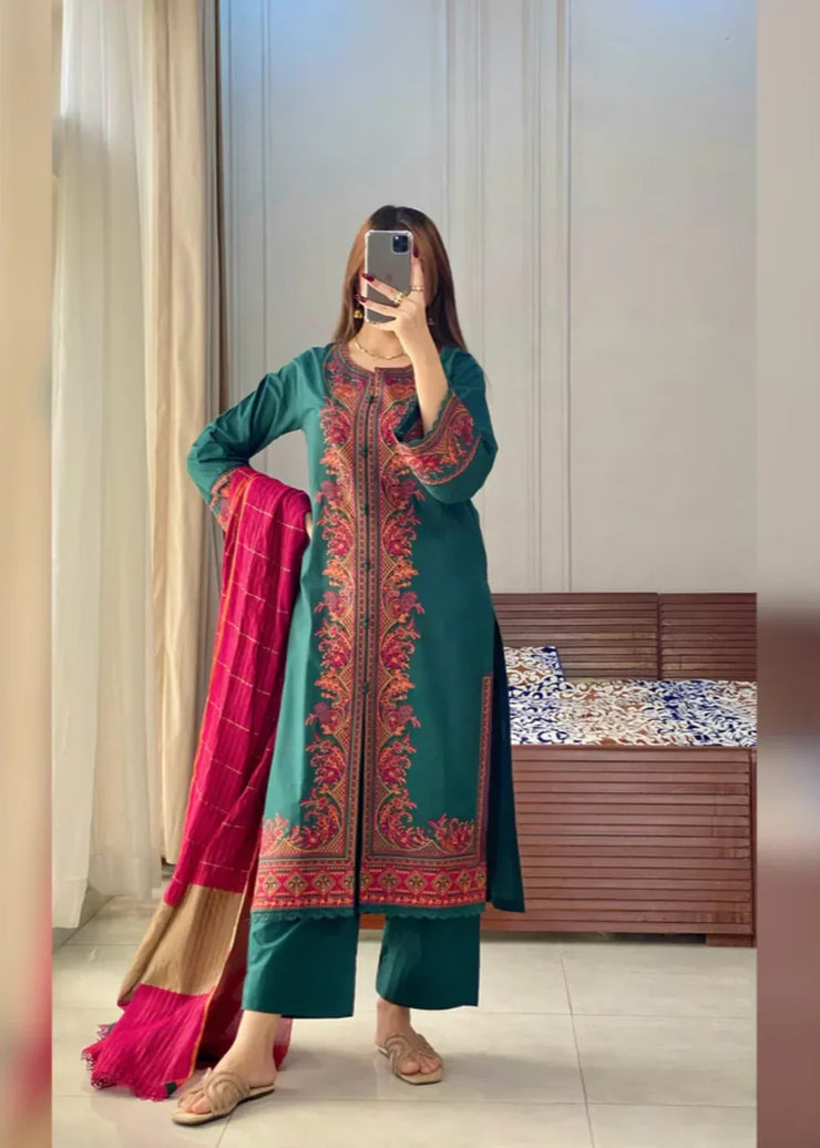 Flora Embroidered 3PC - Gulnar