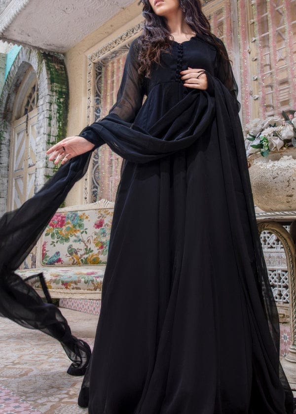 Jet Black Frock 2 PC - Gulnaar