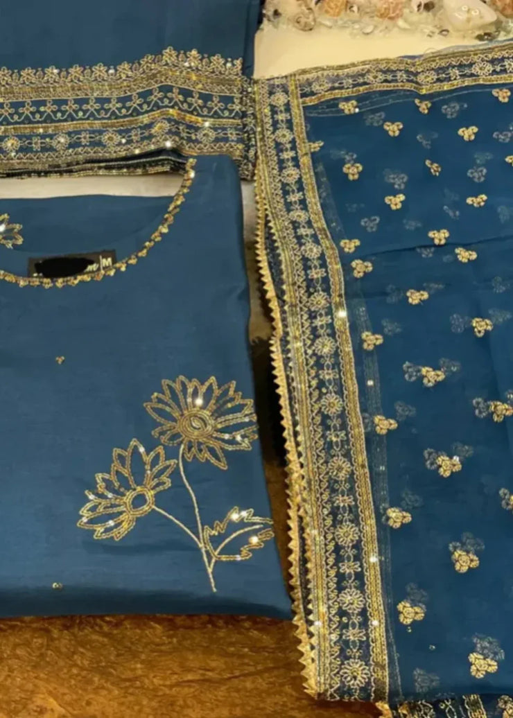 Blue Embroided 3PC - Gulnar