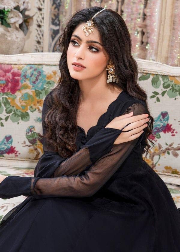Jet Black Frock 2 PC - Gulnaar