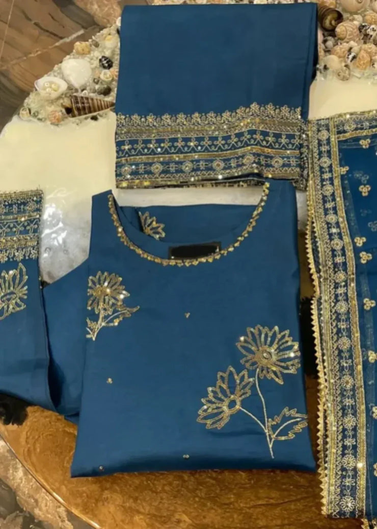 Blue Embroided 3PC - Gulnar