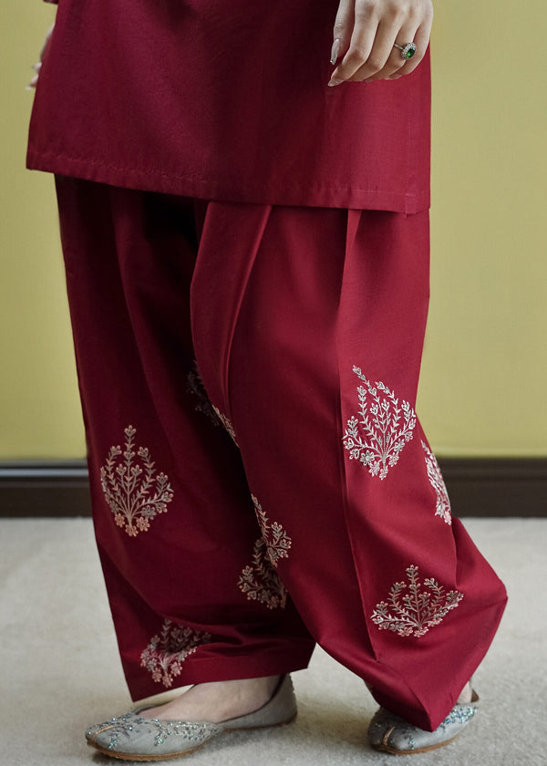 Bela Maroon 2PC Stitched