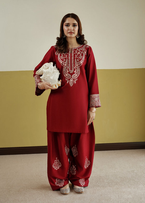 Bela Maroon 2PC Stitched
