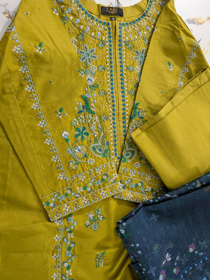 Zara Mustard 3PC Stitched