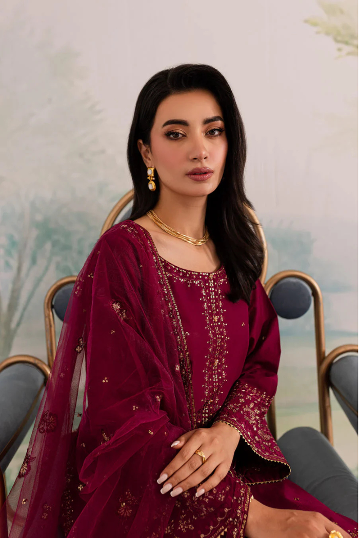 Elmire Maroon 3PC Stitched_ Gulnaar