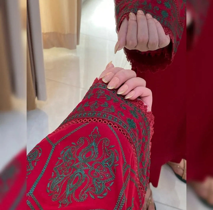 Crimson Allure 3PC _ Gulnaar