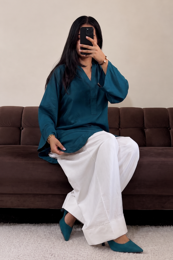 Teal Farshi 2PC Stitched-Gulnaar