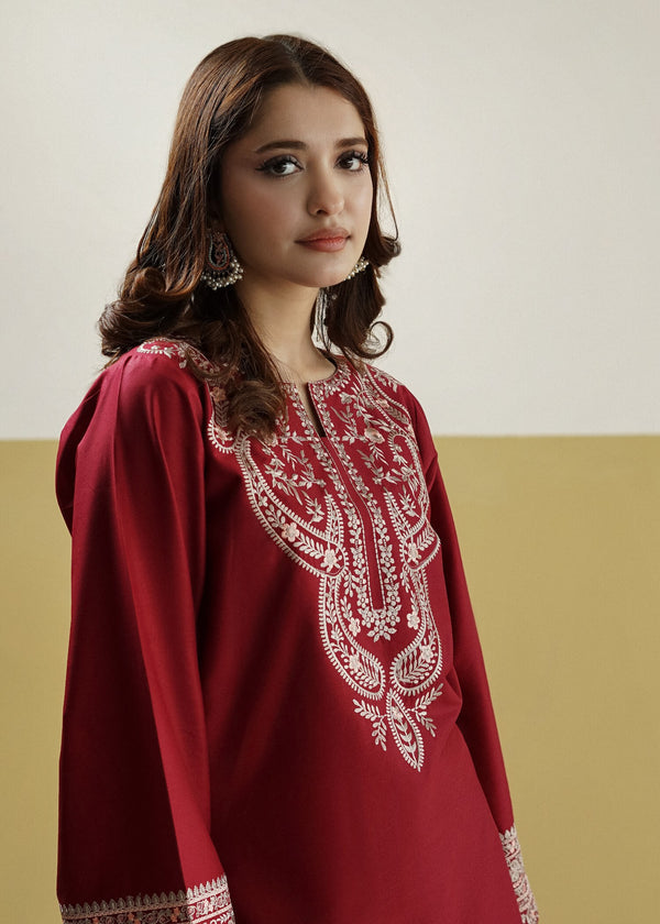 Bela Maroon 2PC Stitched