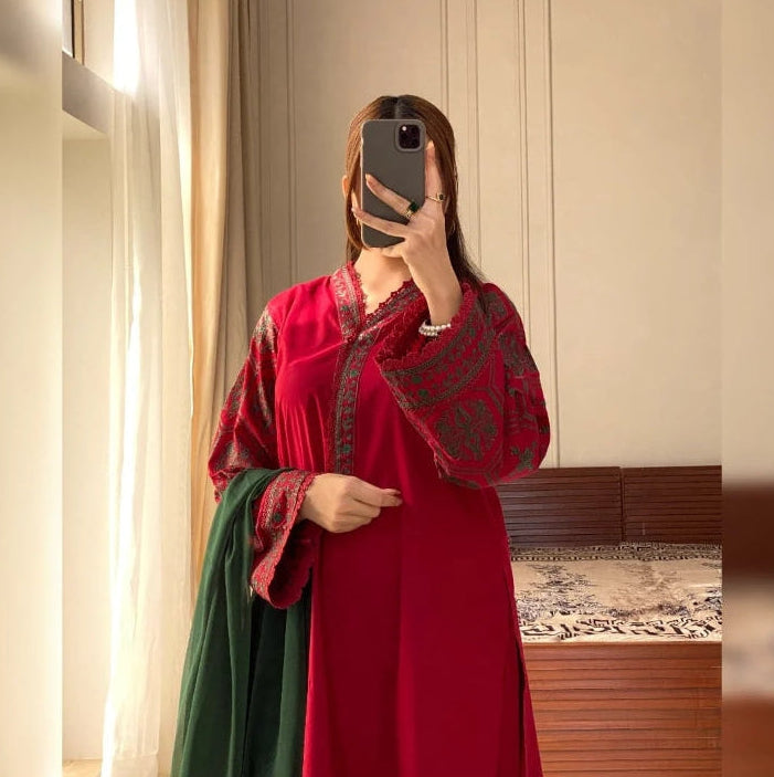 Crimson Allure 3PC _ Gulnaar