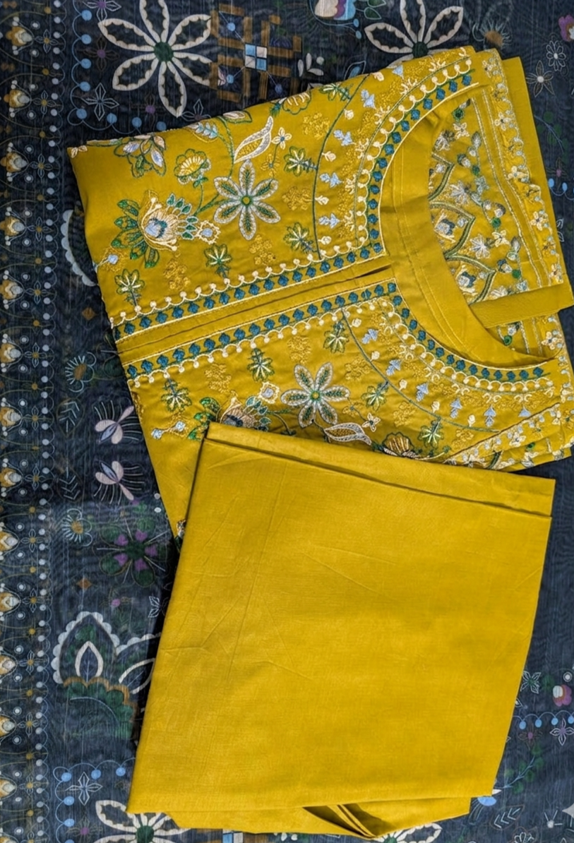 Zara Mustard 3PC Stitched
