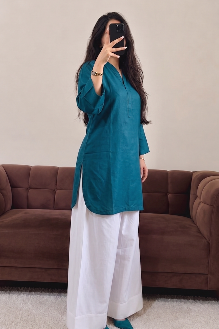 Teal Farshi 2PC Stitched-Gulnaar