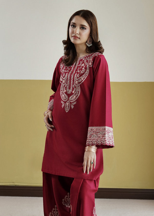 Bela Maroon 2PC Stitched